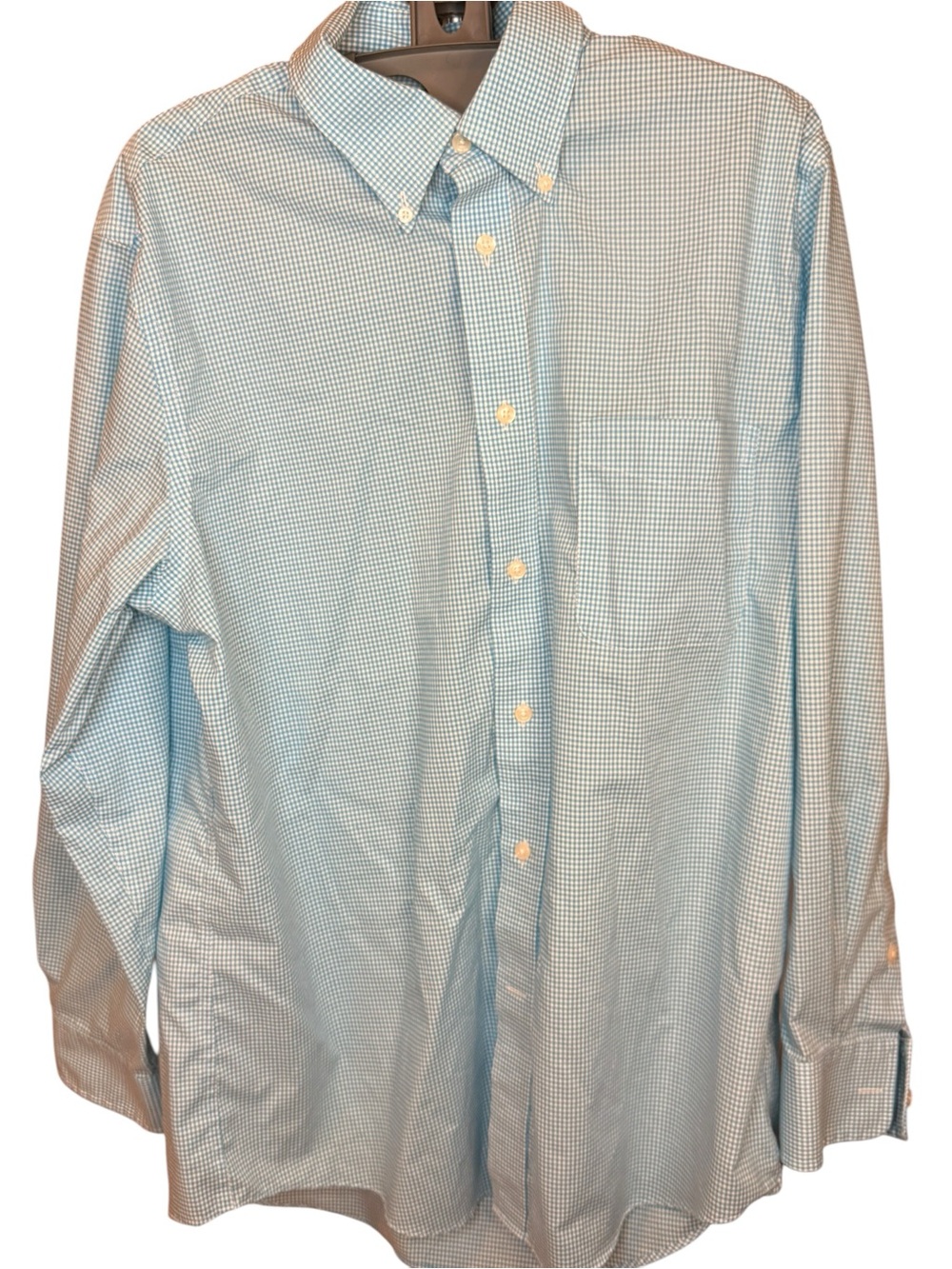 ✝️Ralf Lauren Size large Men's Light Blue Micro-Check Button-Down Shirt
